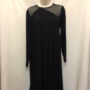 New TEYXO Gathered Hem BLACK Mesh Collar Dress